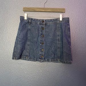 Dark Wash Button-Up Jean Mini Skirt
